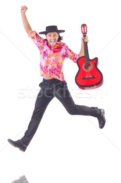 Man with guitar isolated on white Stock photo © Elnur