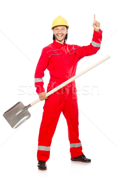 Man in red coveralls with spade Stock photo © Elnur