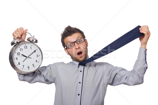 Człowiek zegar spełniają ostateczny termin odizolowany biały człowiek Zdjęcia stock © Elnur