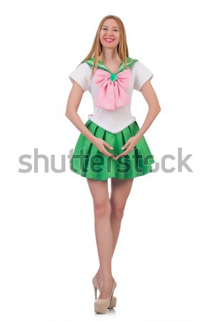 Blond cheveux fille vert robe [[stock_photo]] © Elnur