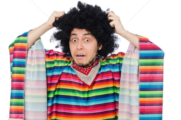 Funny mexican wearing poncho isolated on white Stock photo © Elnur