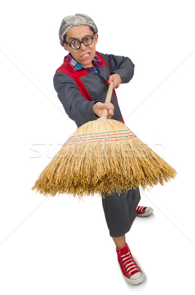 Funny janitor isolated on white Stock photo © Elnur