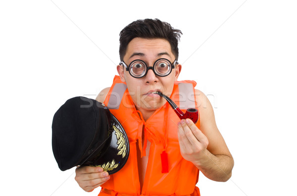 Funny man wearing orange safety vest Stock photo © Elnur