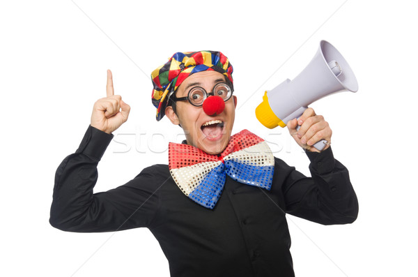 Clown with loudspeaker isolated on white Stock photo © Elnur