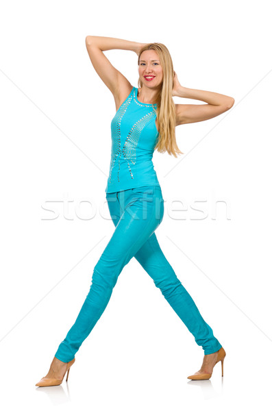 Beautiful girl in blue clothing isolated on white Stock photo © Elnur