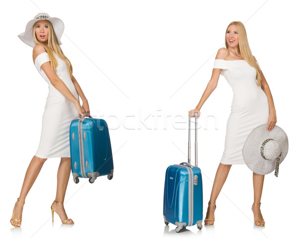 Donna valigia isolato bianco business Foto d'archivio © Elnur
