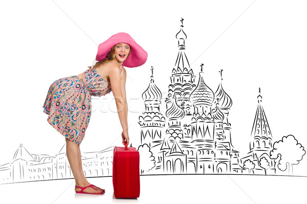 Fiatal lány turizmus Oroszország lány boldog divat Stock fotó © Elnur