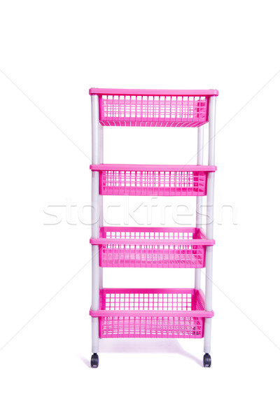 Pink bin rack shelf with wheels isolated on white Stock photo © Elnur