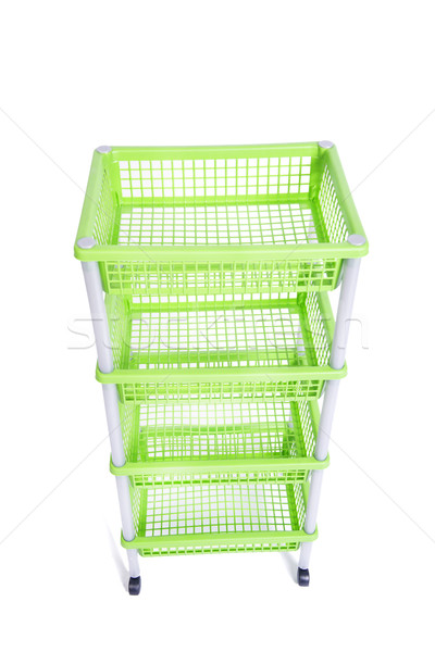 Green bin rack shelf with wheels isolated on white Stock photo © Elnur