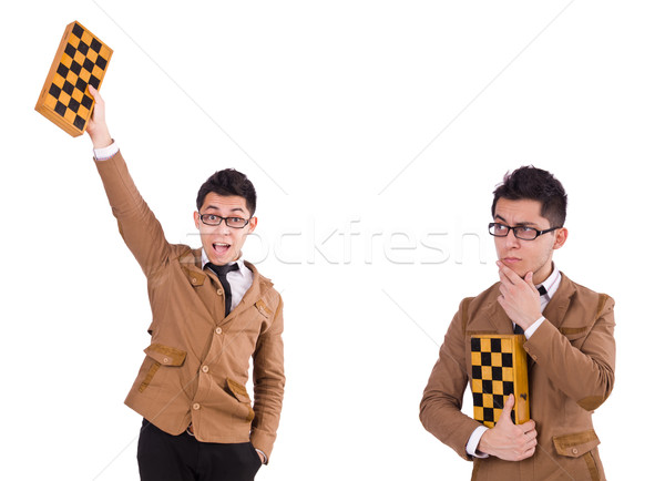 Engraçado xadrez jogador isolado branco sucesso Foto stock © Elnur
