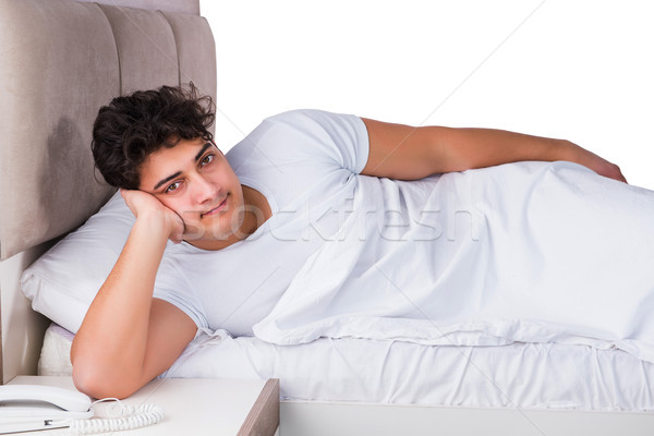 Homme lit souffrance insomnie triste dormir [[stock_photo]] © Elnur