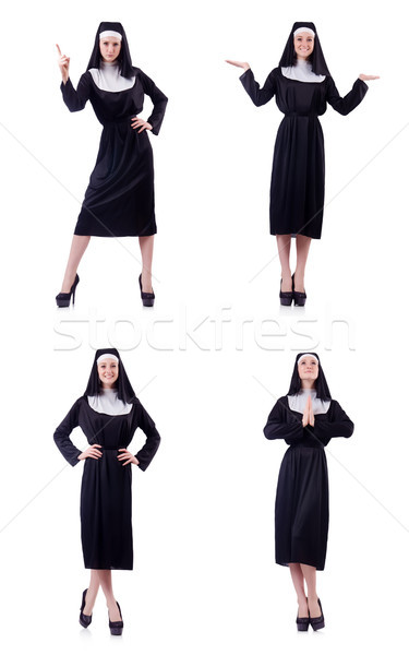 Nonne isoliert weiß Gottesdienst beten jungen Stock foto © Elnur