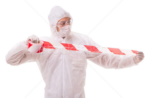 Forensic specialist in protective suit isolated on white Stock photo © Elnur