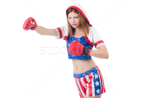 Woman boxer in uniform with US symbols Stock photo © Elnur