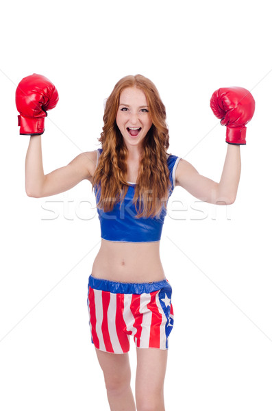 Woman boxer in uniform with US symbols Stock photo © Elnur
