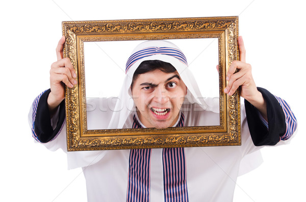 Stock photo: Arab with picture frame on white