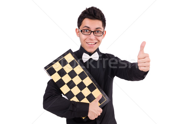 Funny szachy gracz odizolowany biały strony Zdjęcia stock © Elnur