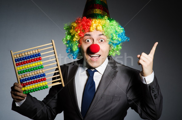Vicces bohóc üzletember abakusz buli boldog Stock fotó © Elnur