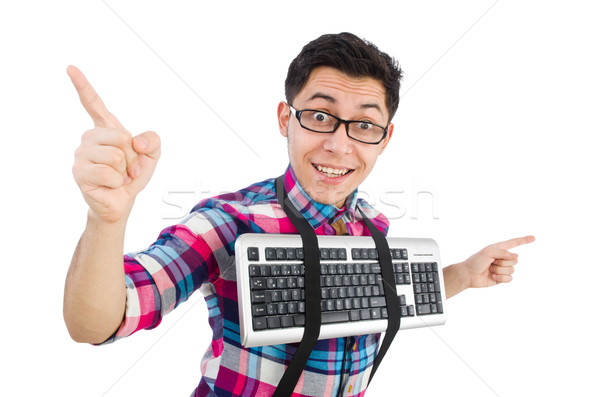 Computer nerd Tastatur isoliert weiß Business Stock foto © Elnur