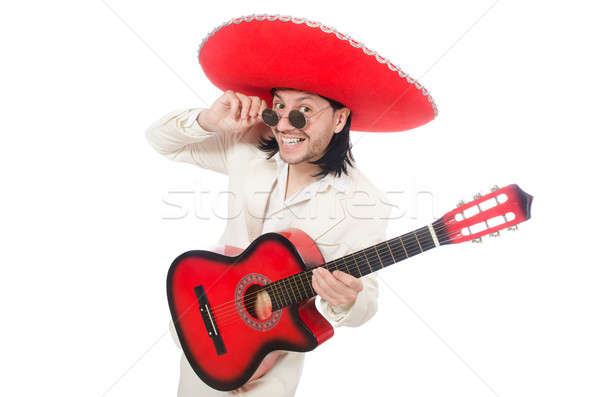 墨西哥人 吉他手 孤立 白 舞會 背景 商業照片 © Elnur