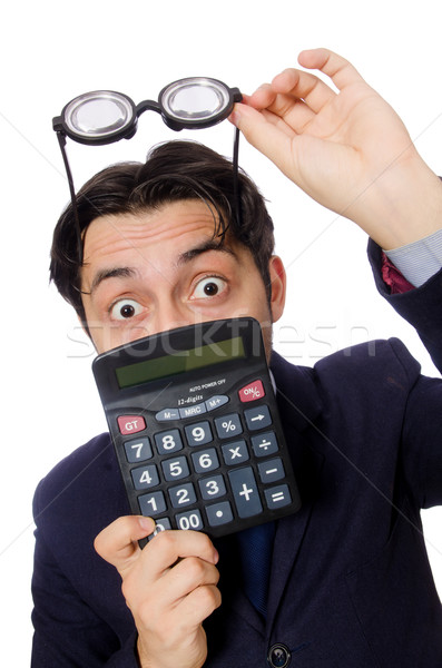 Funny man with calculator isolated on white Stock photo © Elnur