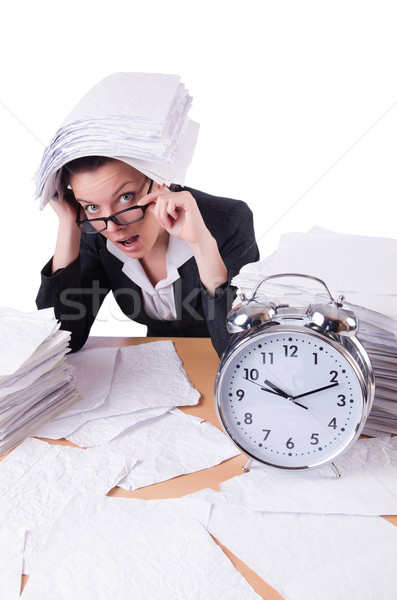 [[stock_photo]]: Femme · femme · d'affaires · stress · manquant · horloge