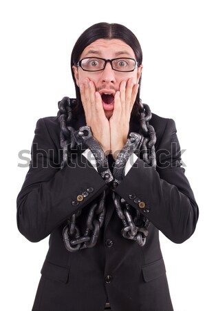 Stock photo: Businessman handcuffed isolated on white
