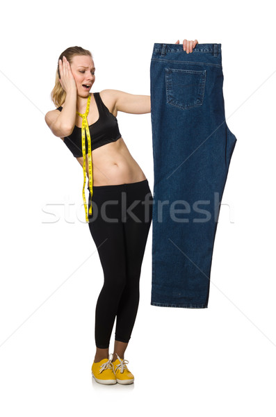 Stock foto: Diäten · glücklich · Fitness · Ausübung · Jeans