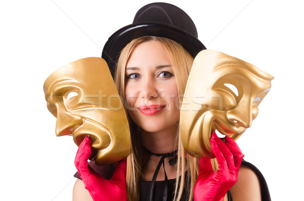 Woman with theater masks isolated on white Stock photo © Elnur