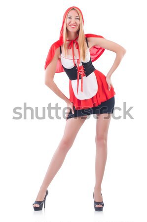 Girl in riding red hood costume isolated on white Stock photo © Elnur