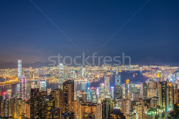 Stock fotó: Kilátás · Hongkong · naplemente · égbolt · épület · város