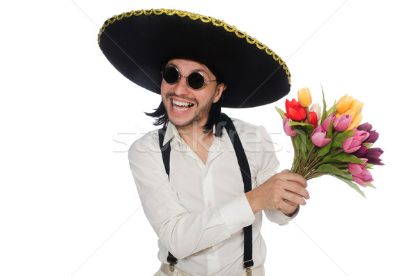 Zdjęcia stock: Funny · mexican · sombrero · hat · kwiaty · ślub