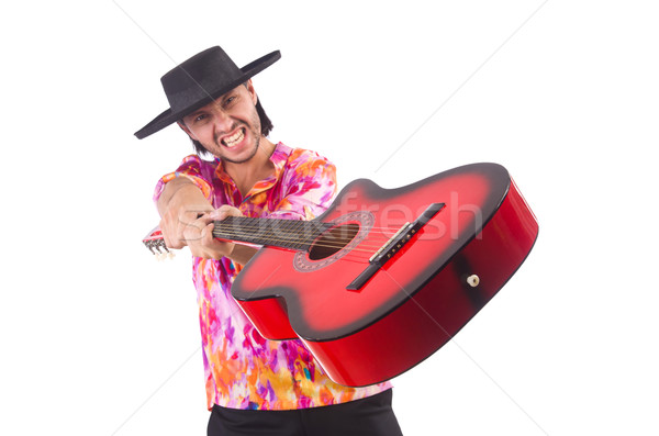 Człowiek sombrero gitara strony disco Zdjęcia stock © Elnur