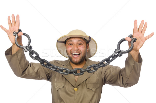 Man with chain isolated on white Stock photo © Elnur