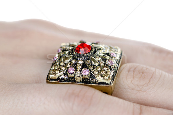 ékszerek gyűrű elnyűtt ujj lánc gyémánt Stock fotó © Elnur