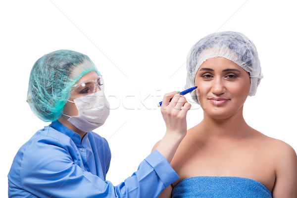 [[stock_photo]]: Jeune · femme · chirurgie · esthétique · isolé · blanche · femme · visage