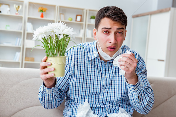 Férfi szenvedés allergia orvosi virág étel Stock fotó © Elnur