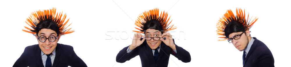 Funny człowiek fryzura działalności włosy biznesmen Zdjęcia stock © Elnur
