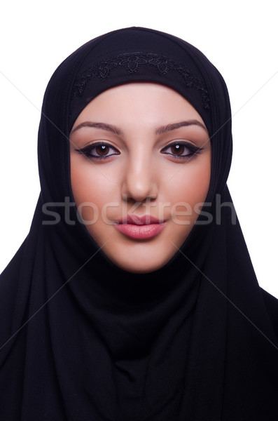 Muslim young woman wearing hijab on white Stock photo © Elnur