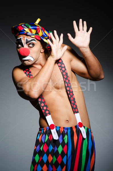 Foto stock: Triste · payaso · oscuro · sonrisa · cara · diversión