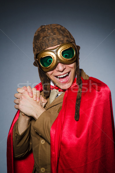 Funny pilot with goggles and helmet Stock photo © Elnur