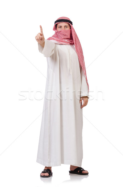 Bedouin  pressing virtual buttons isolated on whiteisolated on w Stock photo © Elnur