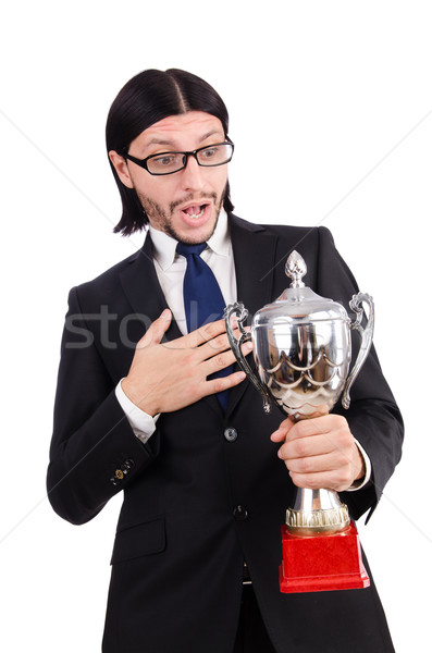 Businessman awarded with prize cup isolated on white Stock photo © Elnur