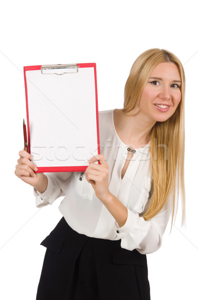 Woman with paper binder isolated on the white Stock photo © Elnur