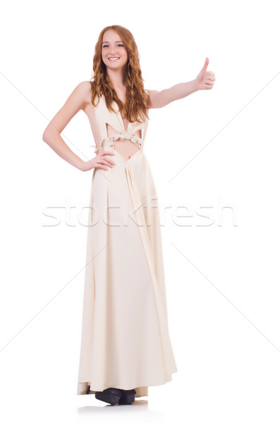 Woman giving thumbs up isolated on white Stock photo © Elnur