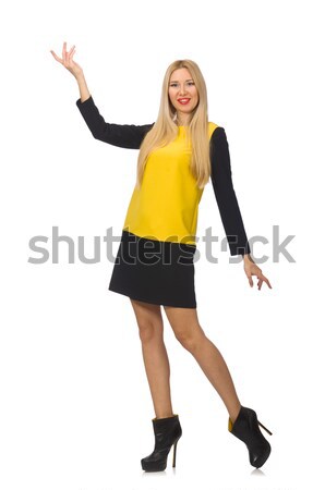 Blond hair girl in yellow and black clothing isolated on white Stock photo © Elnur