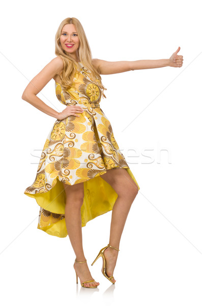 Lady in charming yellow dress isolated on white Stock photo © Elnur