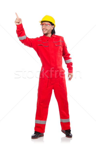 Foto stock: Homem · vermelho · isolado · homem · branco · branco