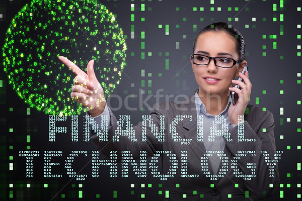 Businesswoman pressing buttons in fintech concept Stock photo © Elnur