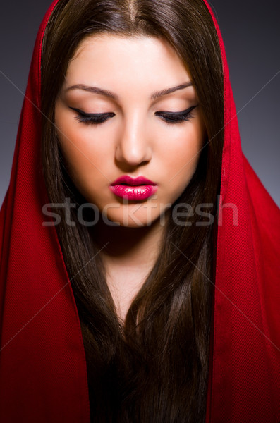 Moslim vrouw hoofddoek mode gelukkig achtergrond Stockfoto © Elnur